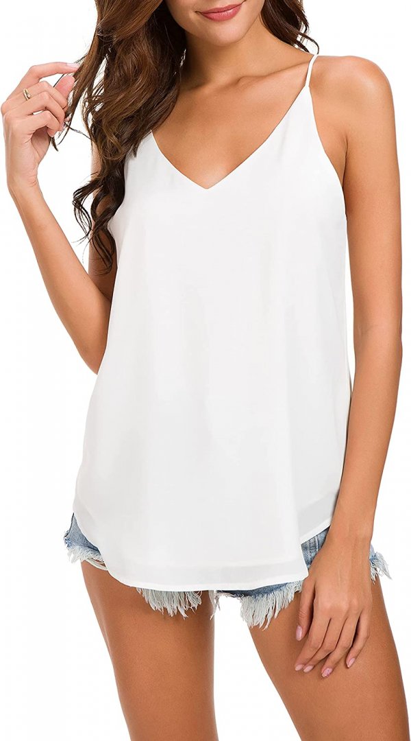 Women's V-Neck Chiffon Adjustable Strap Top