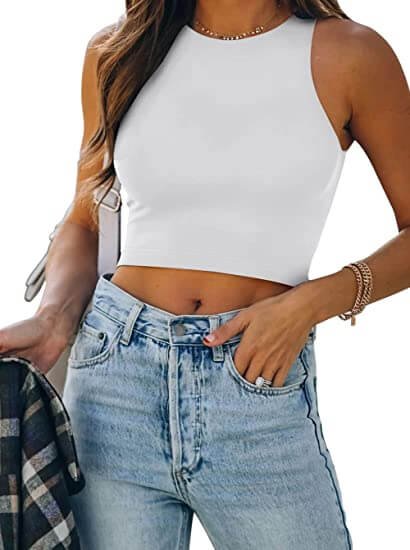 Women’s Sexy Sleeveless Racer Back Tank Tops Halter Neck Crop Tops