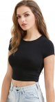 Women's Basic Short Sleeve Scoop Neck Crop Top
