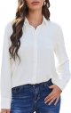 Women's Button Down Shirts Causal Collared Blouses Work Office Long Sleeve Chiffon Blouse for Ladies