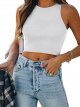 Women’s Sexy Sleeveless Racer Back Tank Tops Halter Neck Crop Tops