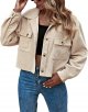Women's Fashion Cropped Shacket Button Down Corduroy Shacket Jackets