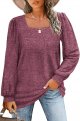 Tunic Tops for Women Loose Fit Long Sleeve Shirts Square Neck Tops
